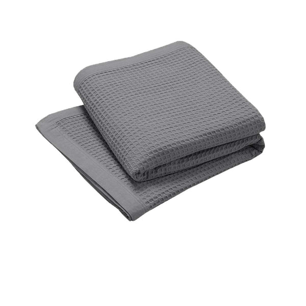 Living At Home 350gsm Cotton Waffle Weave Blanket Throw Single Charcoal Grey
