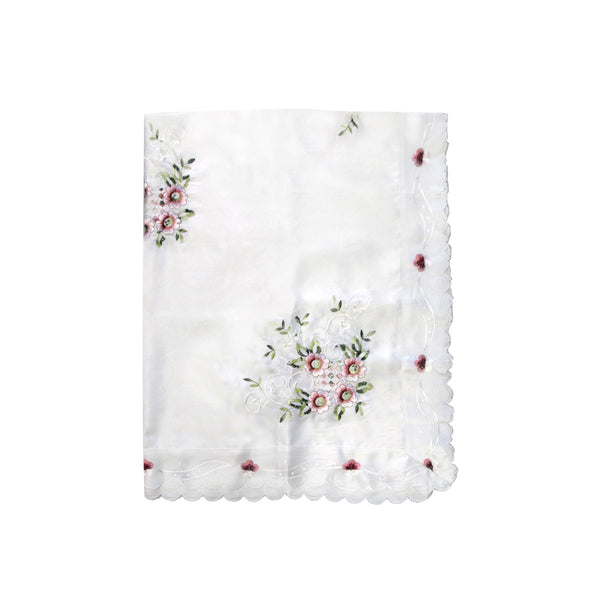 Anya Flowers Embroidered Cutout Rectangular Tablecloth White 152 x 228cm