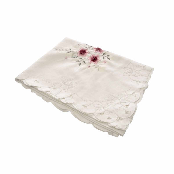 Isadora Flowers Embroidered Rectangular Tablecloth 180 x 275cm Off White