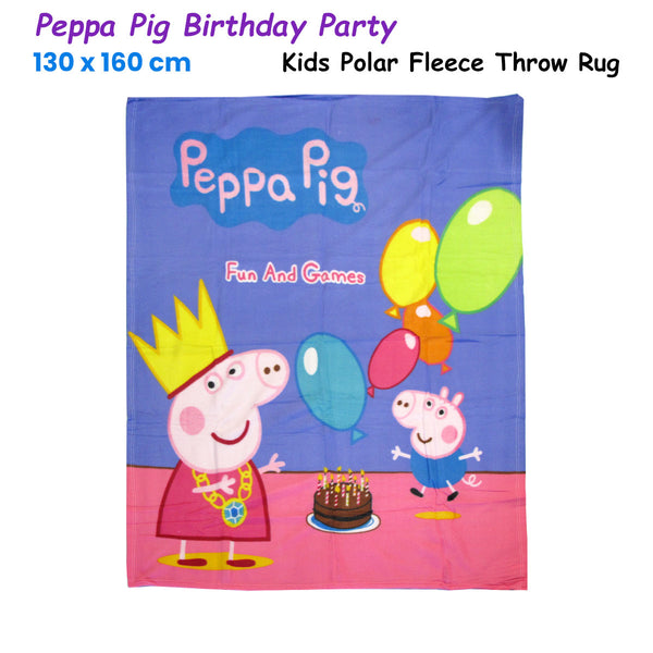 Peppa Pig Birthday Party Printed Polar Fleece Blanket Throw Rug 130 x 160cm