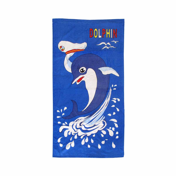 Dolphin Kids Cartoon Printed Cotton Beach Towel 70 x 140cm