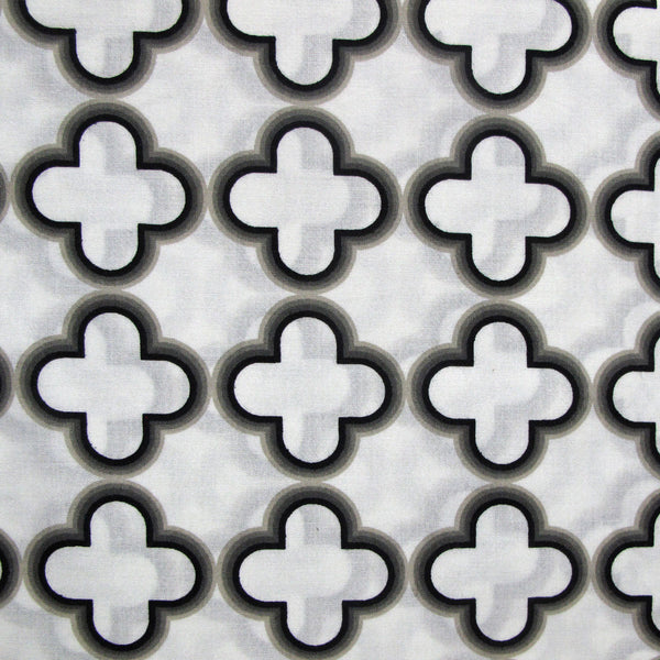 Klogie Mia Quatrefoil Cotton Quilt Doona Duvet Cover White Black Queen