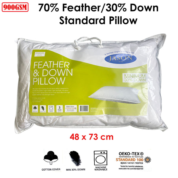 Jason 70% Feather 30% Down Standard Pillow 48 x 73cm