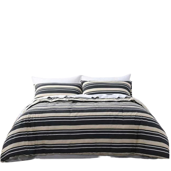 Jason Brighton Striped Polyester Cotton Quilt Doona Duvet Cover Grey Double