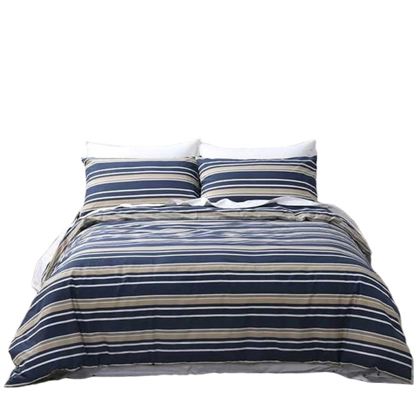 Jason Brighton Striped Polyester Cotton Quilt Doona Duvet Cover Blue King