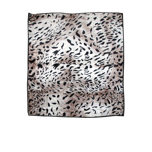 Animal Print Faux Mink Blanket Throw Rug 750gsm Queen Brown Jaguar