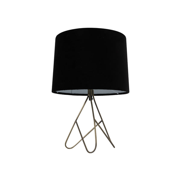 Belira Bedside Coffee Side Table Lamp Light Brass Base Black Drum Shade