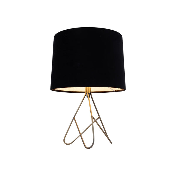 Belira Bedside Coffee Side Table Lamp Light Brass Base Black Drum Shade