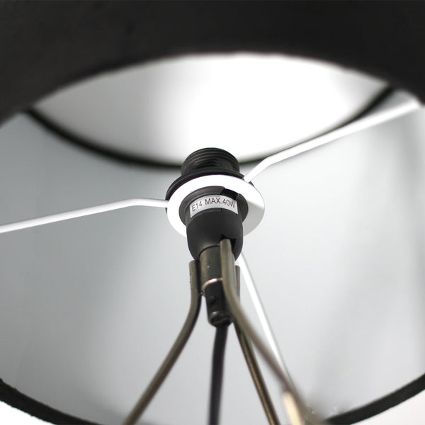 Belira Bedside Coffee Side Table Lamp Light Brass Base Black Drum Shade