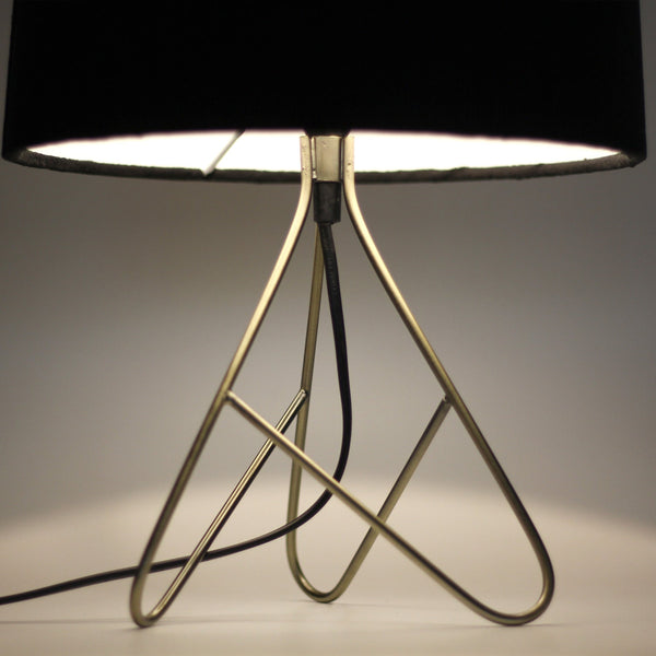 Belira Bedside Coffee Side Table Lamp Light Brass Base Black Drum Shade