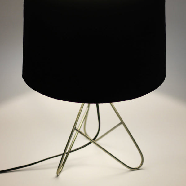 Belira Bedside Coffee Side Table Lamp Light Brass Base Black Drum Shade