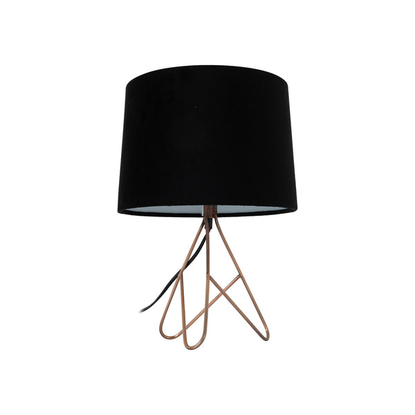 Belira Bedside Coffee Side Table Lamp Light Copper Base Black Drum Shade