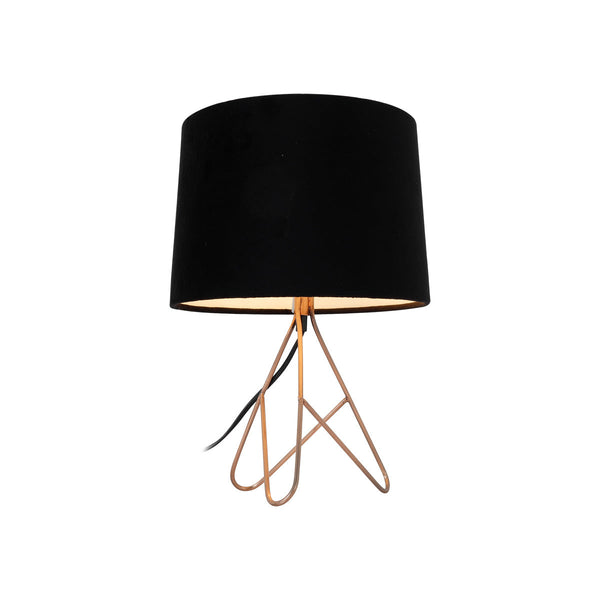 Belira Bedside Coffee Side Table Lamp Light Copper Base Black Drum Shade