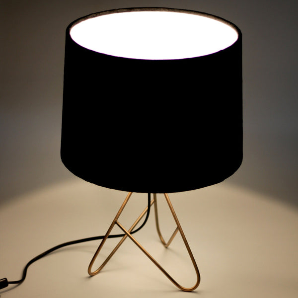 Belira Bedside Coffee Side Table Lamp Light Copper Base Black Drum Shade