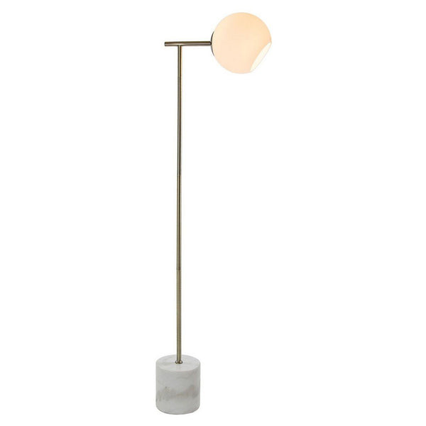 Helium Floor Lamp Light Marble Base Gold Metal Stand Glass Shade White