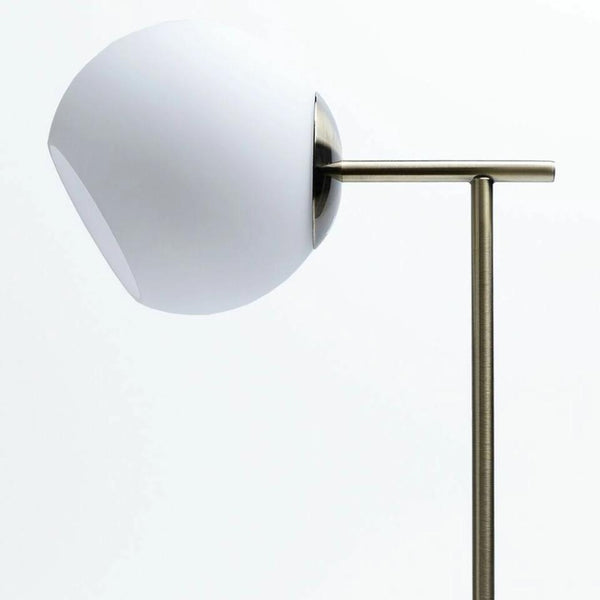 Helium Floor Lamp Light Marble Base Gold Metal Stand Glass Shade White