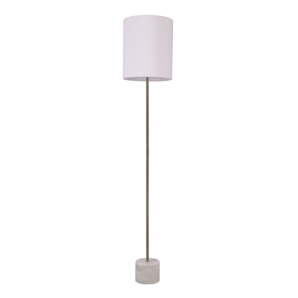 Wigwam Floor Lamp Light Marble Base Brass Stand Drum Shade White