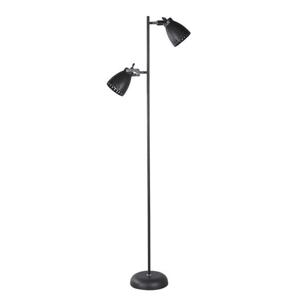 Audrey Twin Vertical Metal Floor Lamp Light Black 1.58m