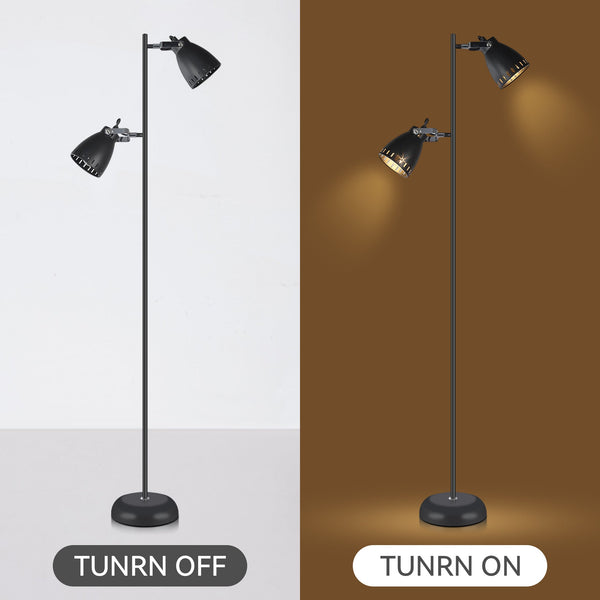 Audrey Twin Vertical Metal Floor Lamp Light Black 1.58m