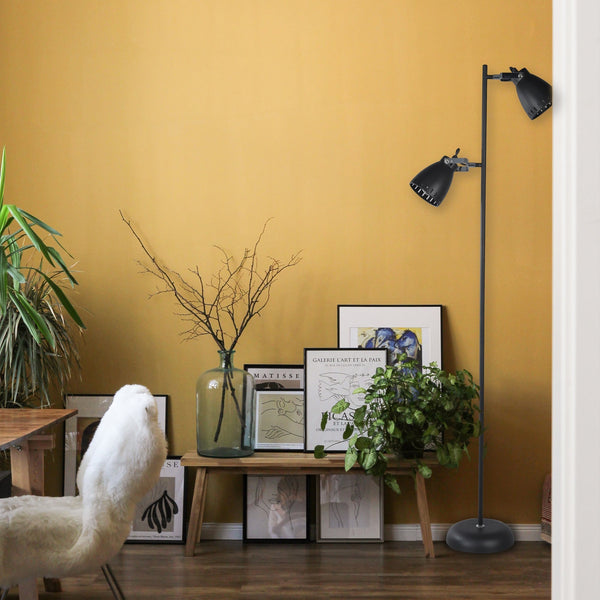 Audrey Twin Vertical Metal Floor Lamp Light Black 1.58m