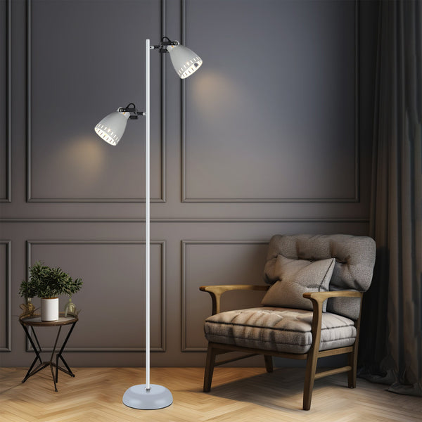 Audrey Twin Vertical Metal Floor Lamp Light White 1.58m