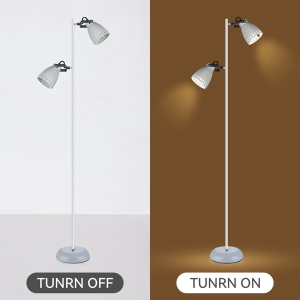 Audrey Twin Vertical Metal Floor Lamp Light White 1.58m