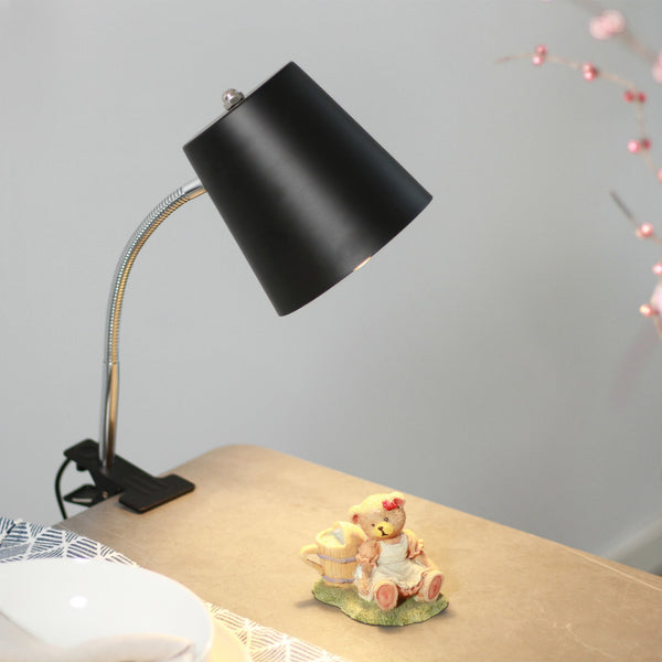 Ellie Adjustable Bedside Desk Table Clip Lamp Light Black Cone Shade