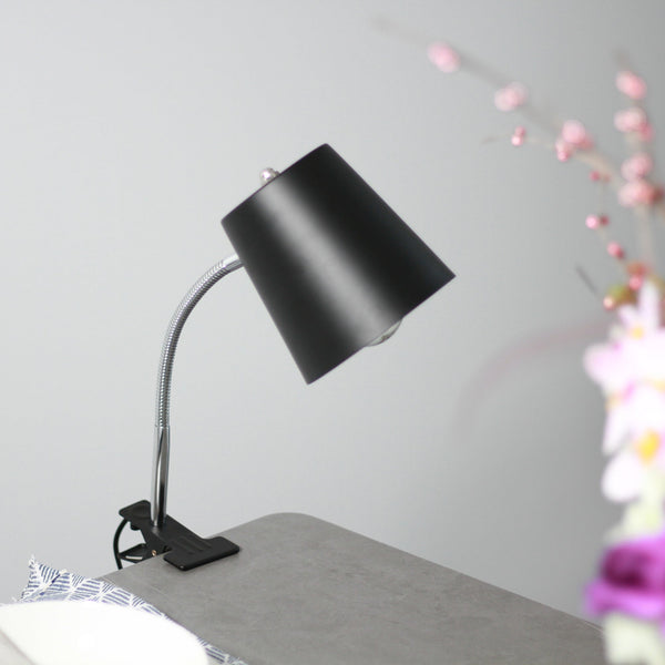 Ellie Adjustable Bedside Desk Table Clip Lamp Light Black Cone Shade