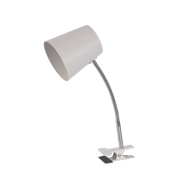 Ellie Adjustable Bedside Desk Table Clip Lamp Light White Cone Shade
