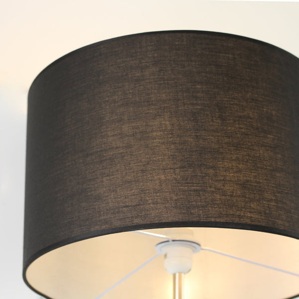 Cylinya Mother Child Floor Lamp Light Chrome Base Drum Shade Black