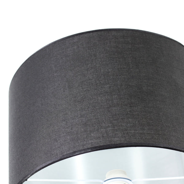 Cylinya Mother Child Floor Lamp Light Chrome Base Drum Shade Black