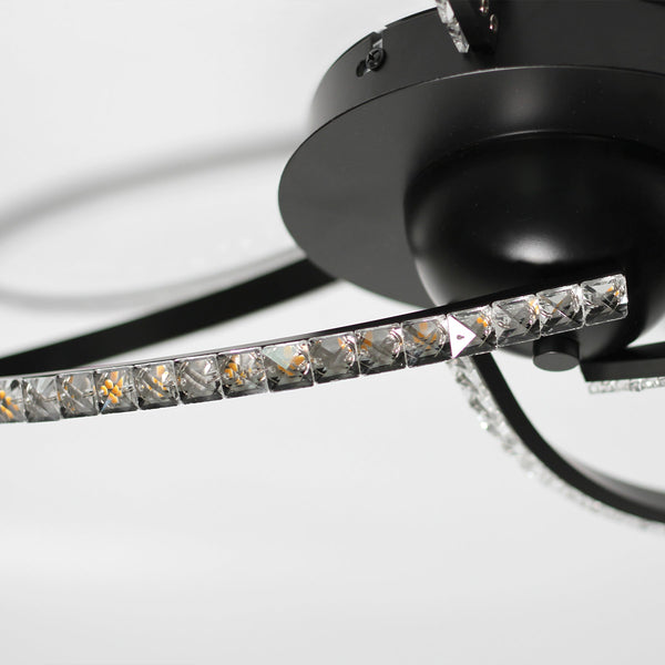 Irie Dimmable LED Ceiling Light 3 Strand Crystal Metal Black