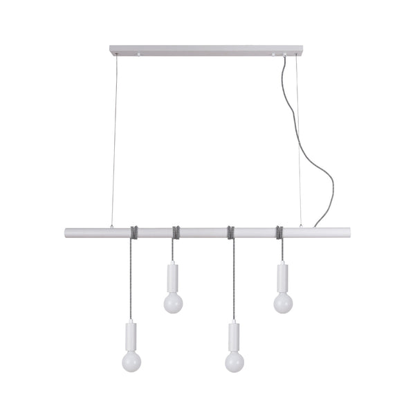 Bikkel 4 Light Metal Bar Pendant Ceiling Lamp Adjustable Height White