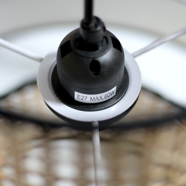 Vaclava Rattan Pendant Ceiling Light Lamp Black Base White Grey Shade