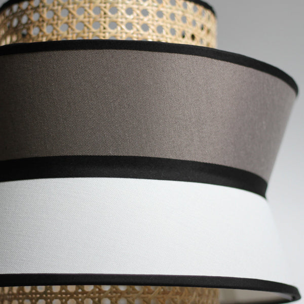 Vaclava Rattan Pendant Ceiling Light Lamp Black Base White Grey Shade