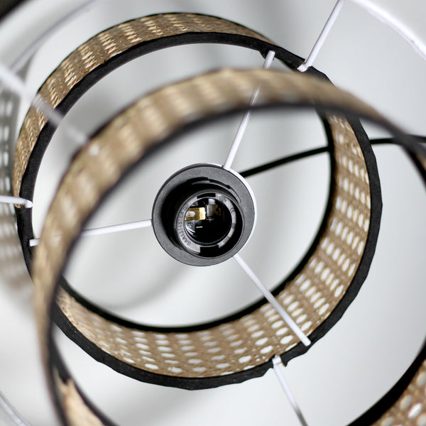 Vaclava Rattan Pendant Ceiling Light Lamp Black Base White Grey Shade