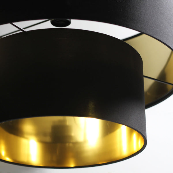 Rabiya Pendant Ceiling Light Lamp Double Shade Black