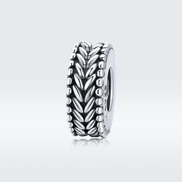 Wheat Ears Sterling Silver Spacer Bead Charm Bracelet Necklace