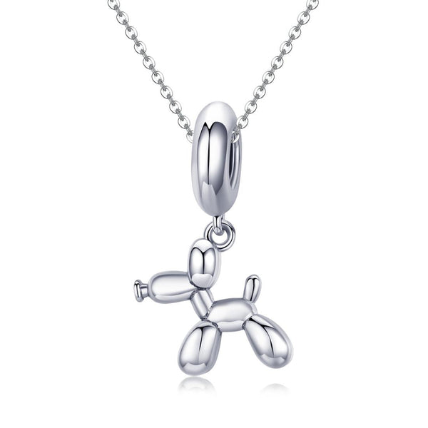 Balloon Dog Sterling Silver Pendant With Chain Bead Charm Bracelet Necklace