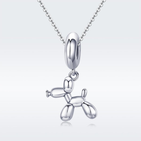 Balloon Dog Sterling Silver Pendant With Chain Bead Charm Bracelet Necklace