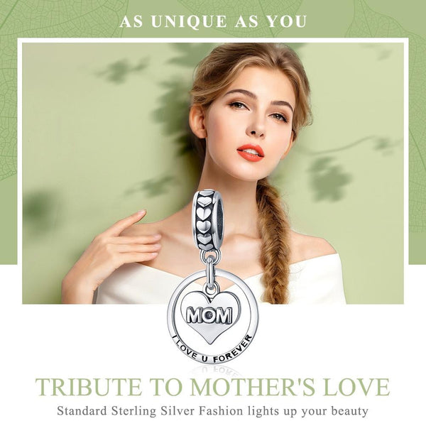 Mom I Love You Forever Sterling Silver Pendant Chain Necklace