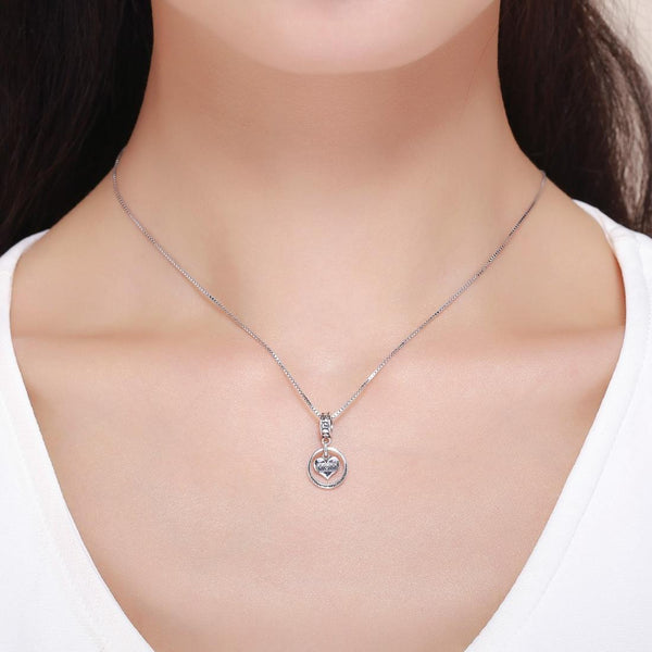 Mom I Love You Forever Sterling Silver Pendant Chain Necklace