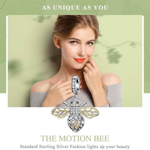 Bee Platinum Gold Plated Sterling Silver Zircon CZ Pendant Necklace Chain