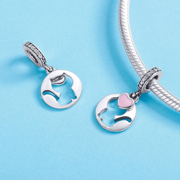 Love Heart Cats Enamel Sterling Silver Zircon CZ Pendant Chain Necklace