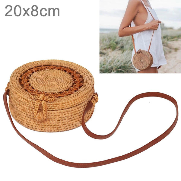 Handmade Sunflower Rattan Crossbody Shoulder Bag Handbag Purse 20 x 20 x 8cm