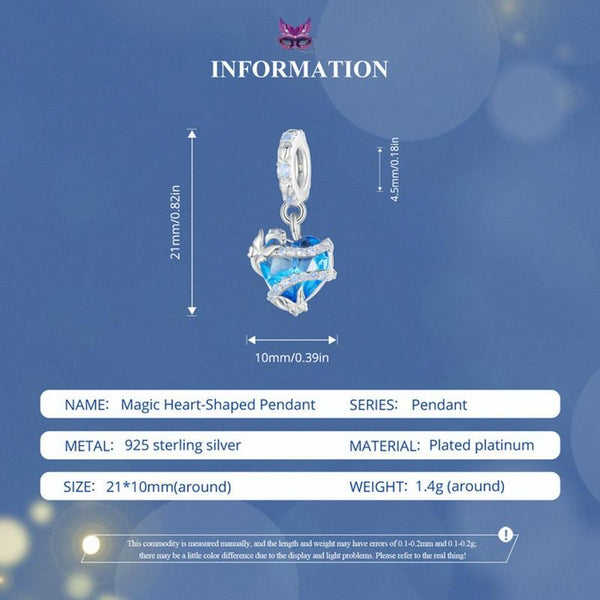 Wrapped Heart Butterflies Platinum Plated Sterling Silver Bead Charm Bracelet Necklace