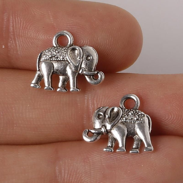 24 x Elephant Zinc Alloy Beads Charms For DIY Craft Jewellery Making