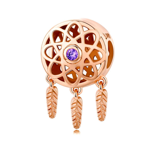 Dreamcatcher Rose Gold Plated Sterling Silver Bead Charm Bracelet Necklace