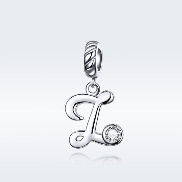 Z Letter Initial Platinum Plated Sterling Silver Crystal Zircon Charm Bracelet Necklace