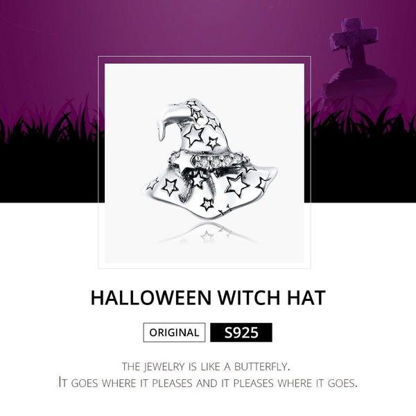 Wizard Witch Hat Sterling Silver Zircon CZ Bead Charm Bracelet Necklace